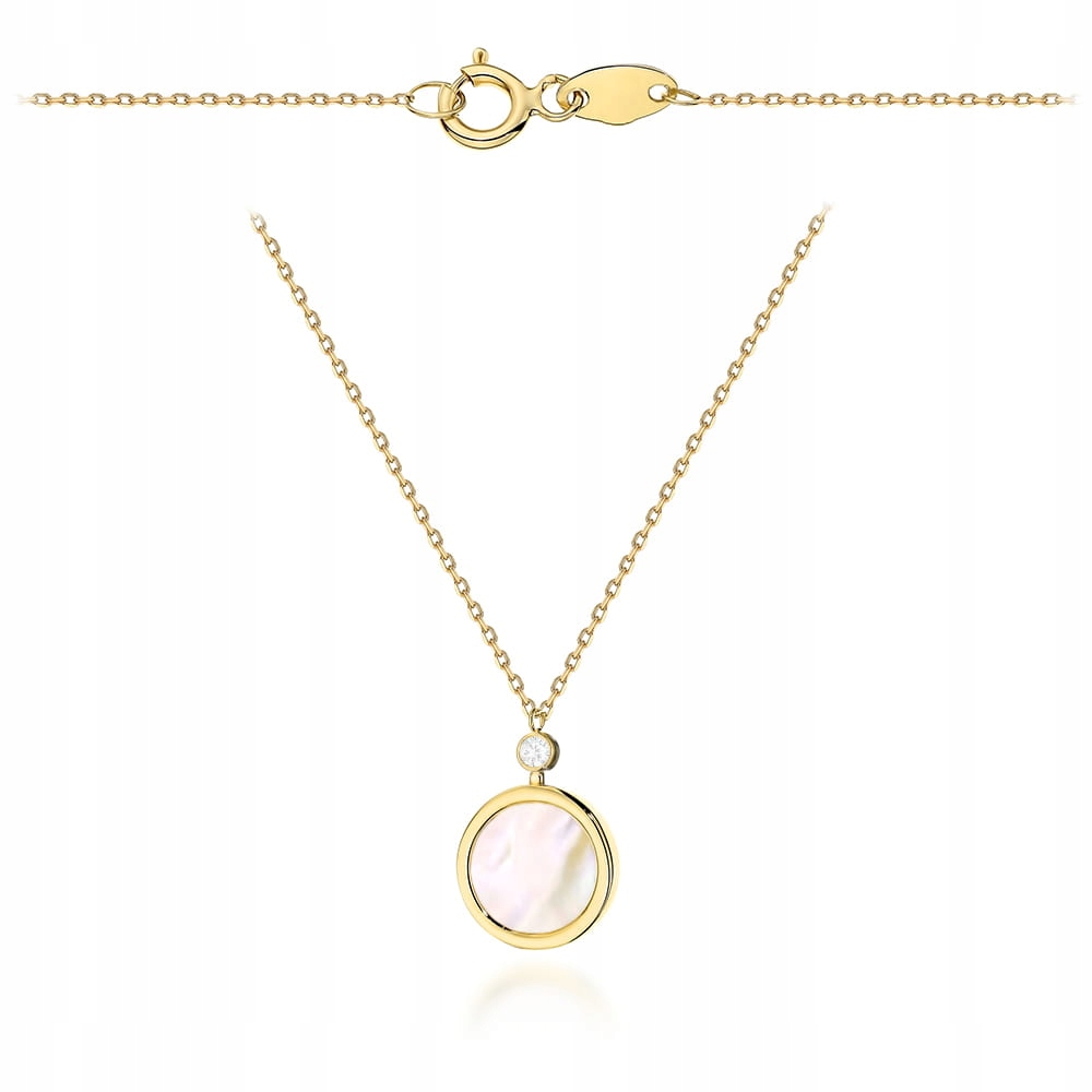 Zlatý náhrdelník s perleťovou hmotou a zirkonem 585 14k 1.97g