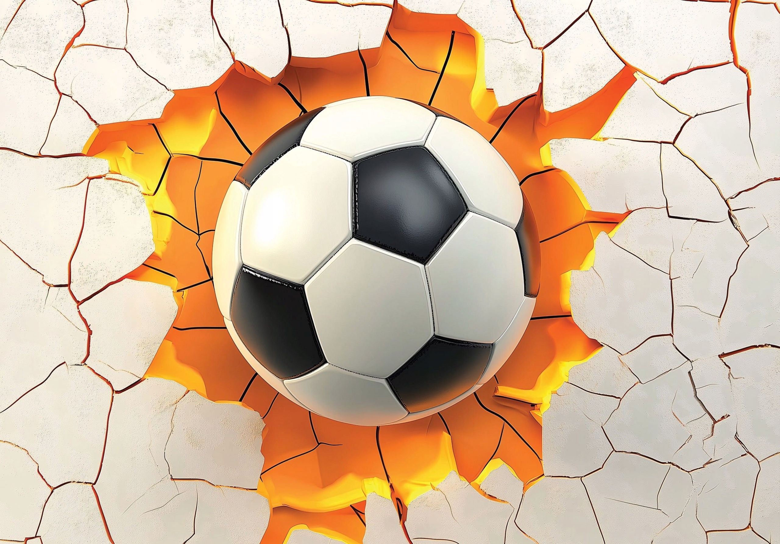 Fototapeta Dynamika Míč ve zdi Energie Propíchnutí Sport 200x140 lepidlo