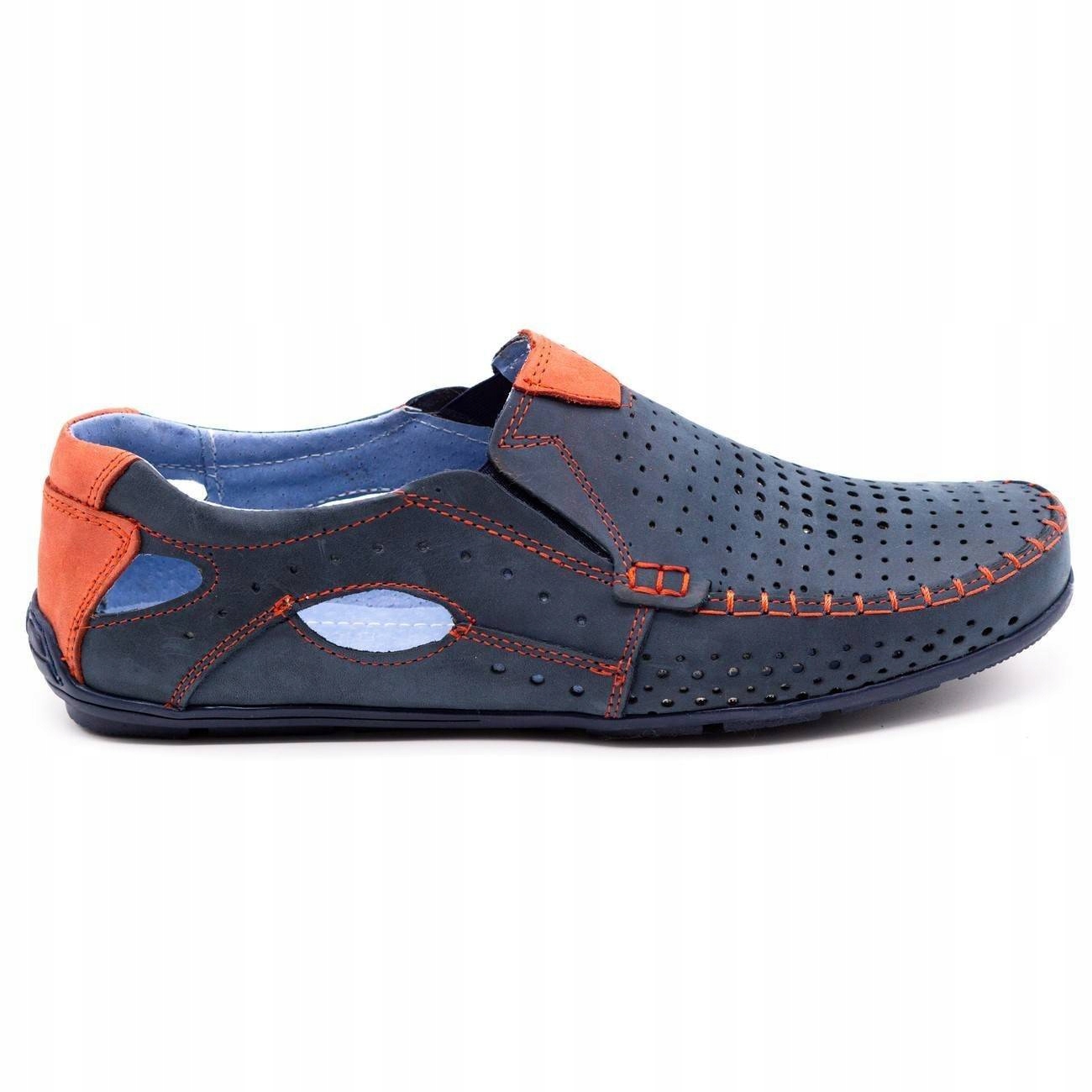 

Buty mokasyny skóra 901 lato granat z czerwonym 39
