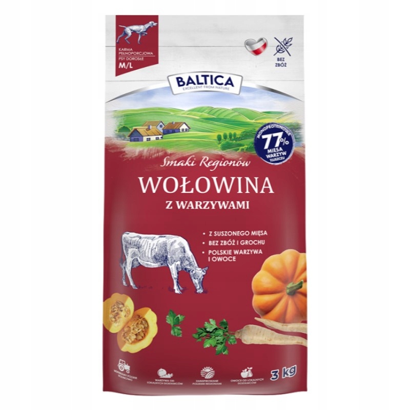 Levně Baltica Flavors of the Regions Hovězí Se Zeleninou M/L 3 kg suché Krmivo psy