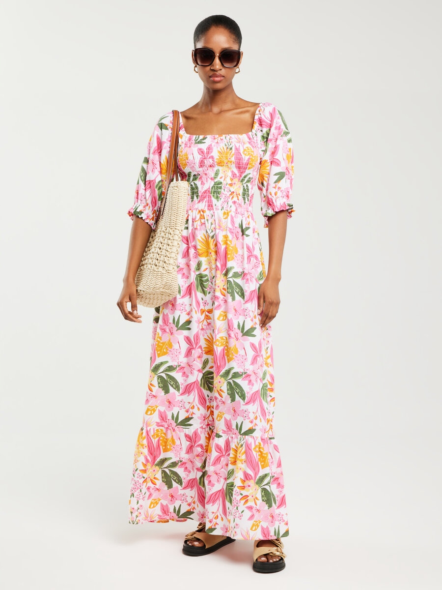 Big Star Sukienka Damska Maxi W Kwiaty Dinova 000 M