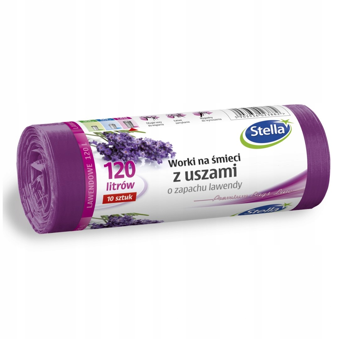 

St Worki na śmieci z uszami Lawendowe 120L 10 szt.