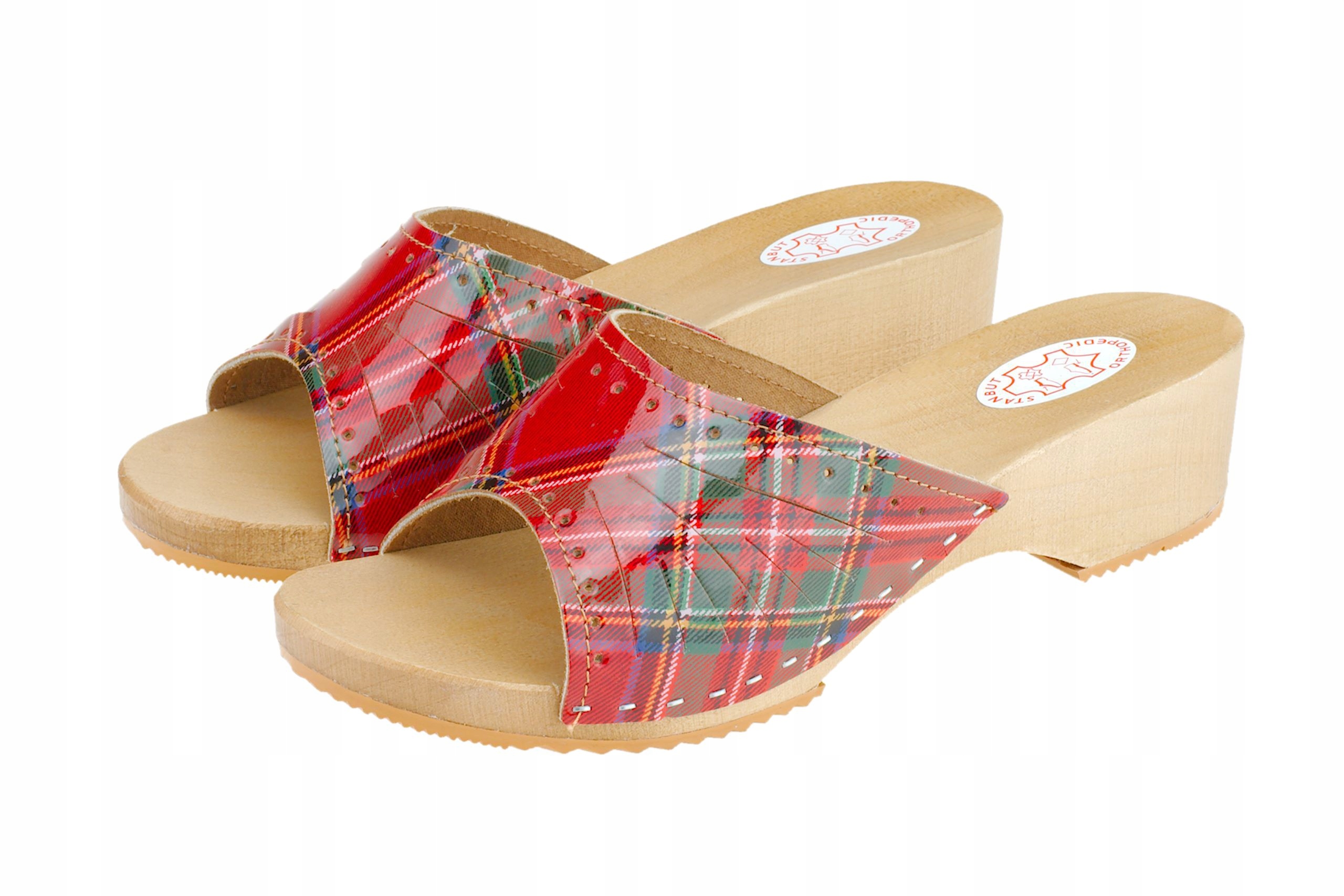 

Klapki drewniane z nacinanym wzorem, Kratka 40