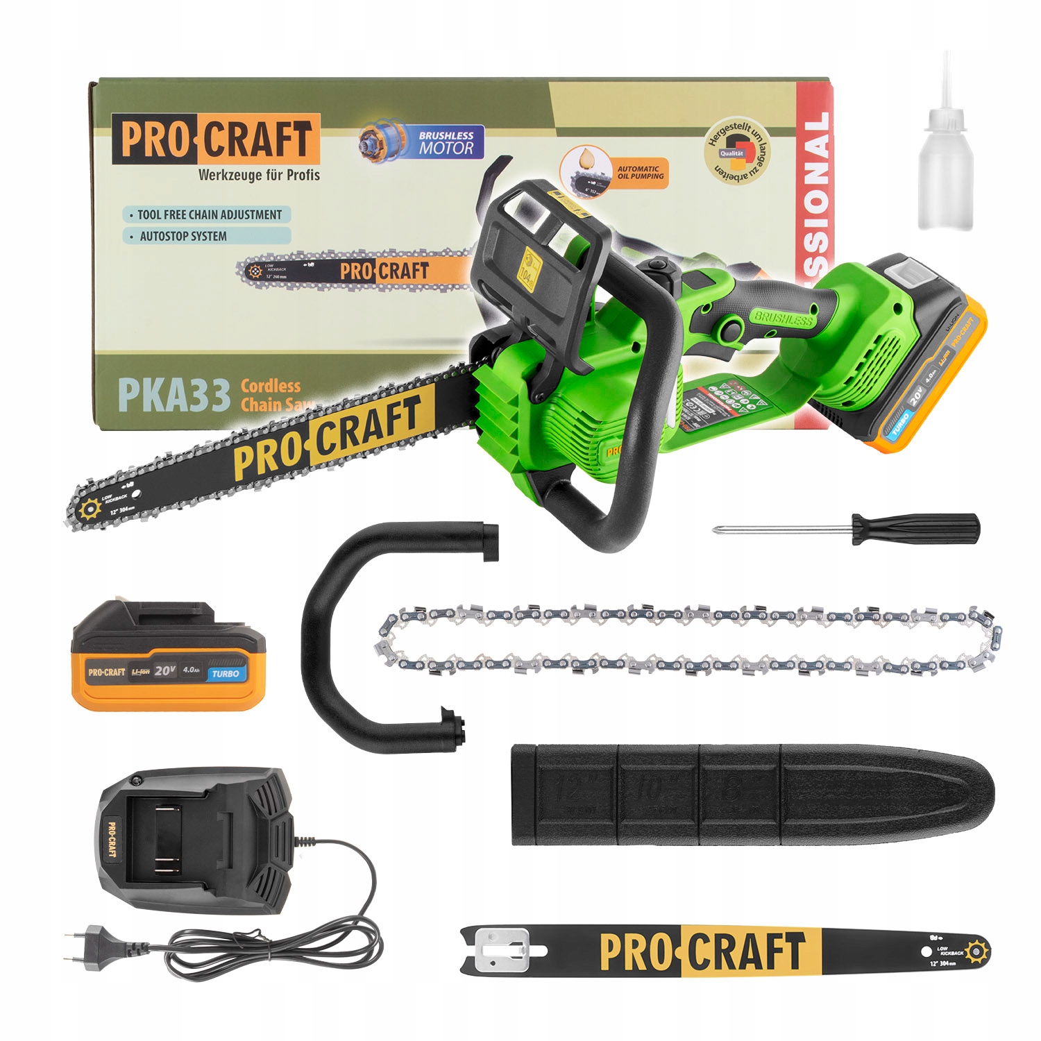 Akumulatorowa pilarka łańcuchowa Procraft PKA33, PKA33-1B