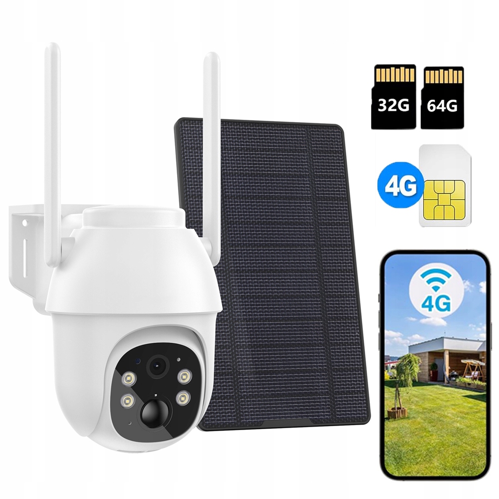 Bezpečnostní kamera 4G Lte, bezdrátová solární kamera s Sim kartou
