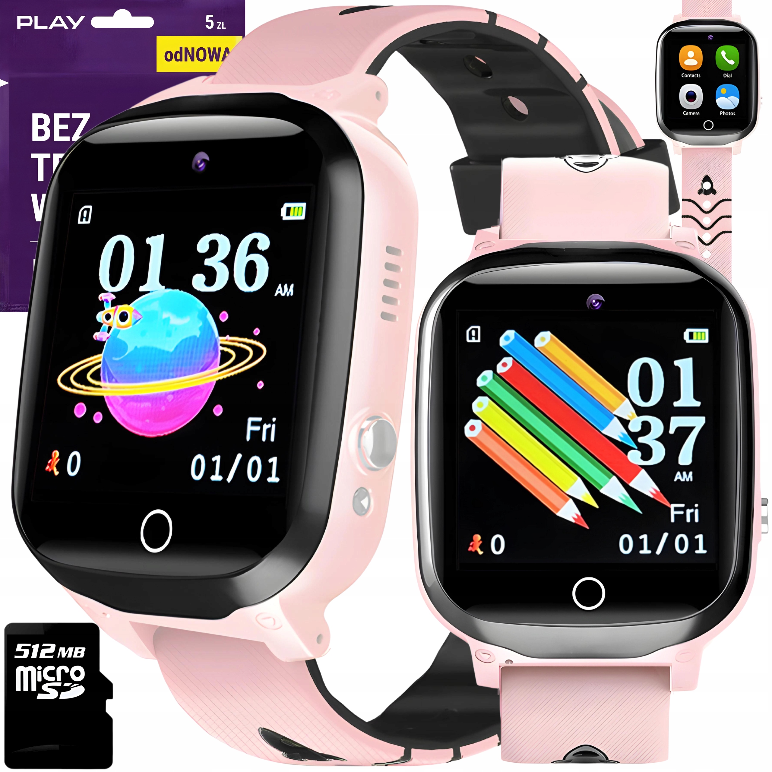 SMARTWATCH ZEGAREK DLA DZIECI SIM ROZMOWY APARAT GRY TELEFON SZKŁO MENU PL