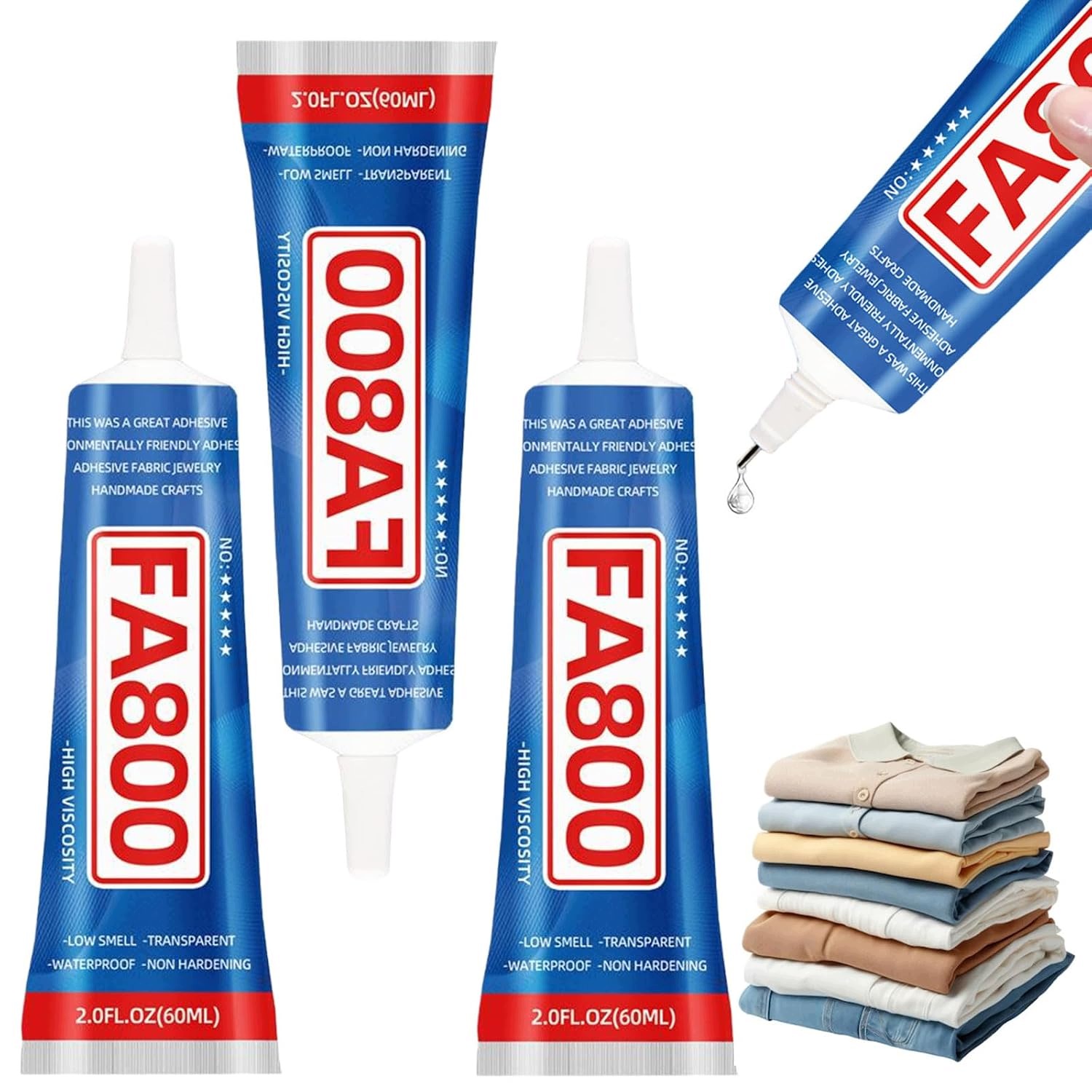 Textilní Lepidlo Na Tkaniny 60 ML Silný Prádelní Set 3 Ks