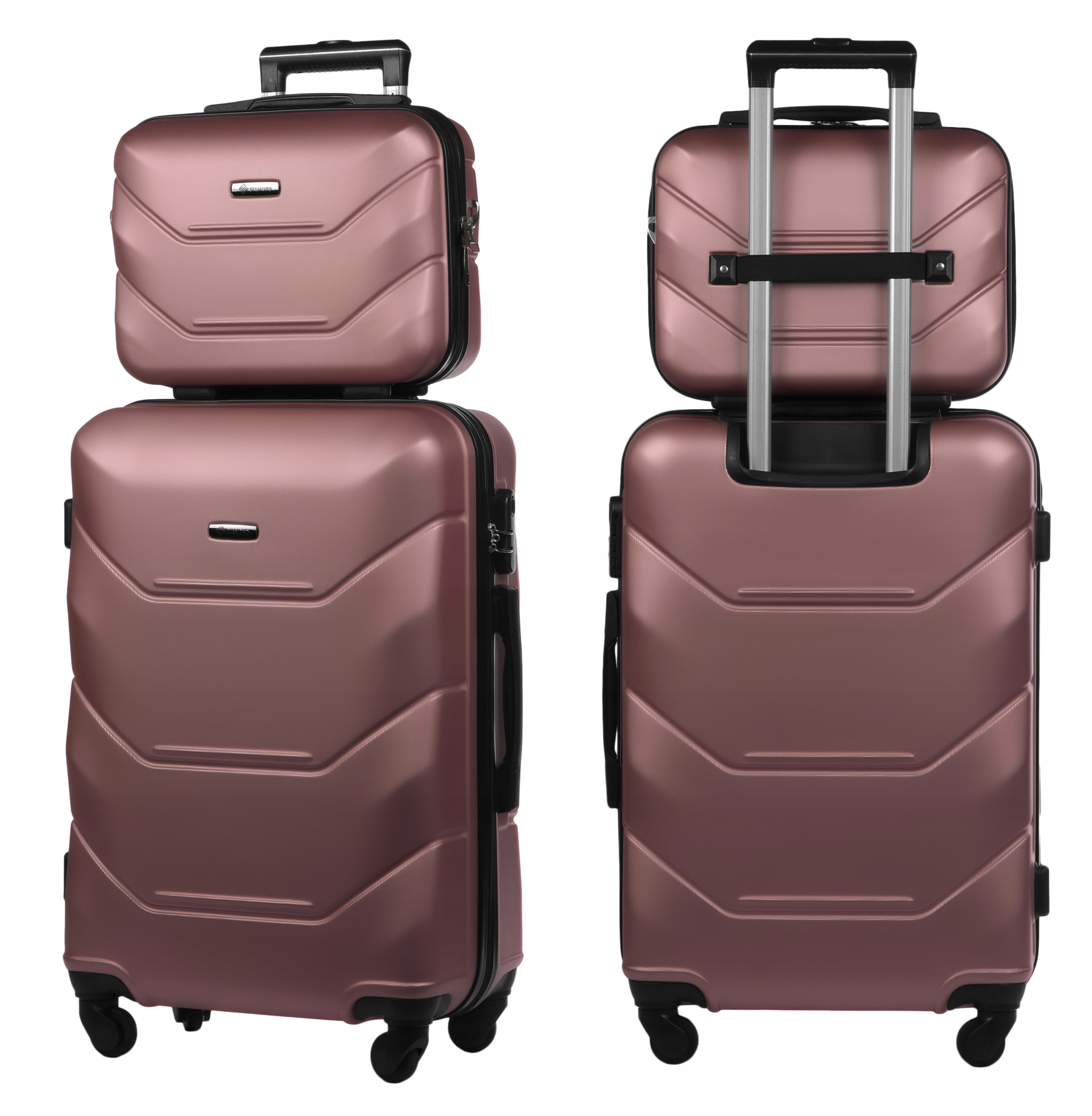 Set 2v1 Cestovní Kufr Střední M Kufřík Bc Rose Gold Kolečka A227 Abs