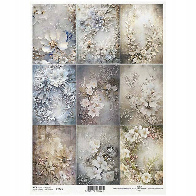 Papier Ryżowy do decoupage A4 R2345 kwiaty, bukiety, wieńce
