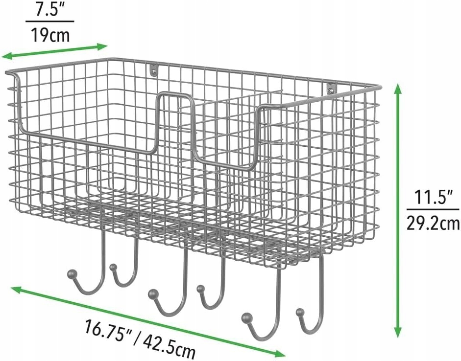 METALOWY ORGANIZER ŚCIENNY CIEMNOSZARY 6 HACZYKÓW Marka inna