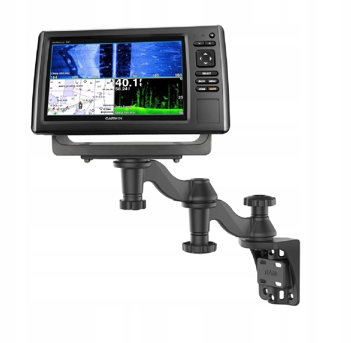 RAM-109V-1U Uchwyt Ramię Do Echosondy Plotera Gps Garmin Lowrance