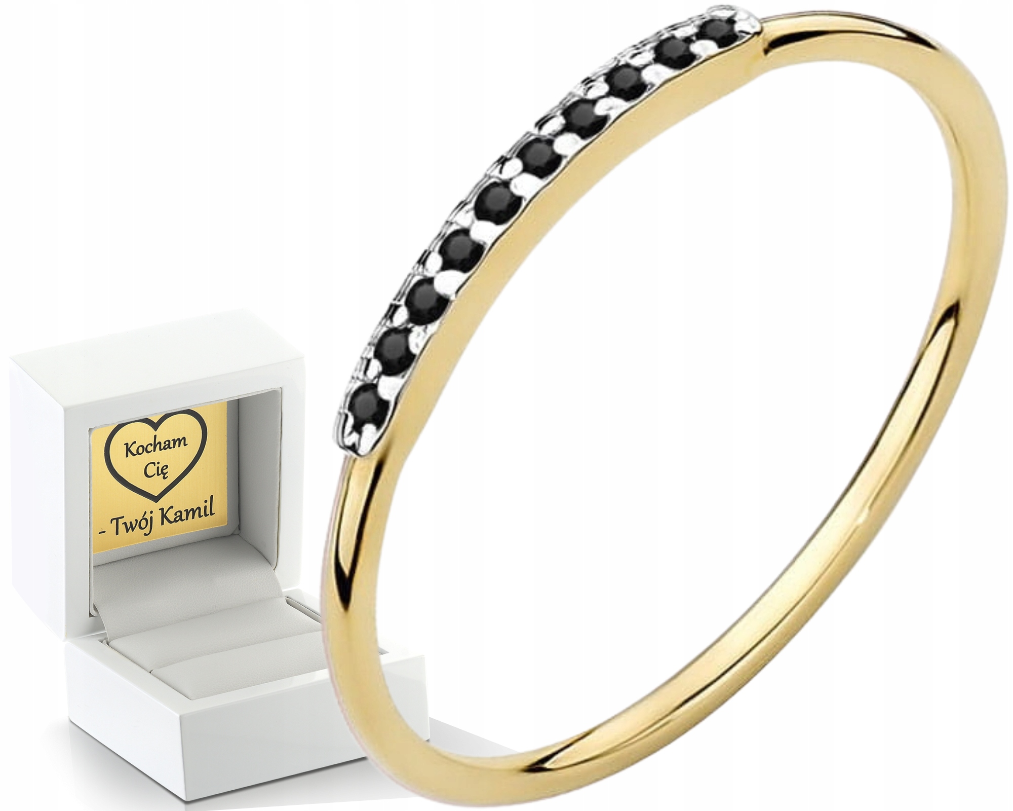 Zlatý Zásnubní Prstýnek S Černými Brilianty Gravírování 585 Bonus