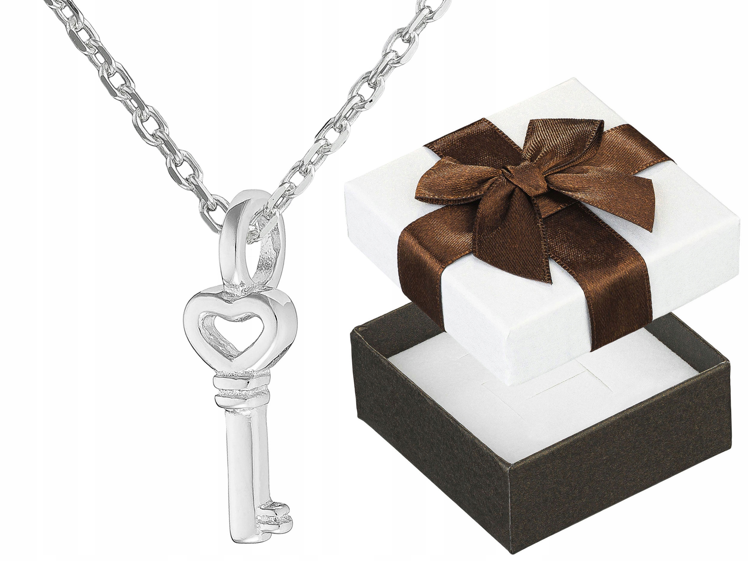 Dlouhý Stříbrný Dámský Minimalistický Náhrdelník Klíček Klíč Anker 100 cm