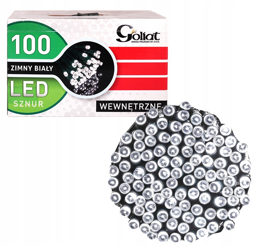 

Lampki choinkowe 100LED wewnętrzne, zimny biały