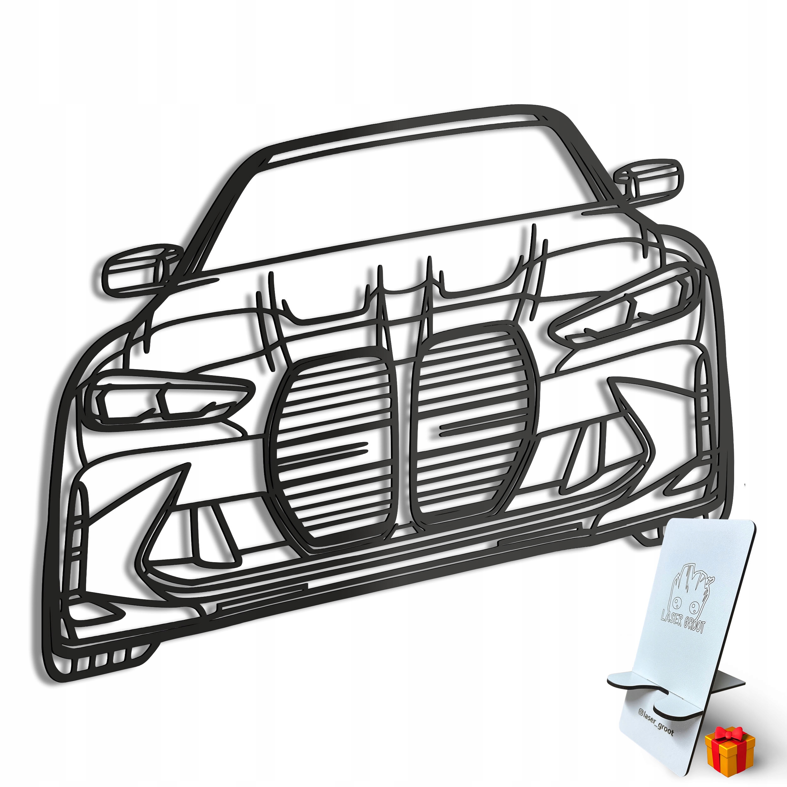 Dřevěný 3D obraz Bmw M3 ve stylu Line Nástěnná Dekorace Dárek XL