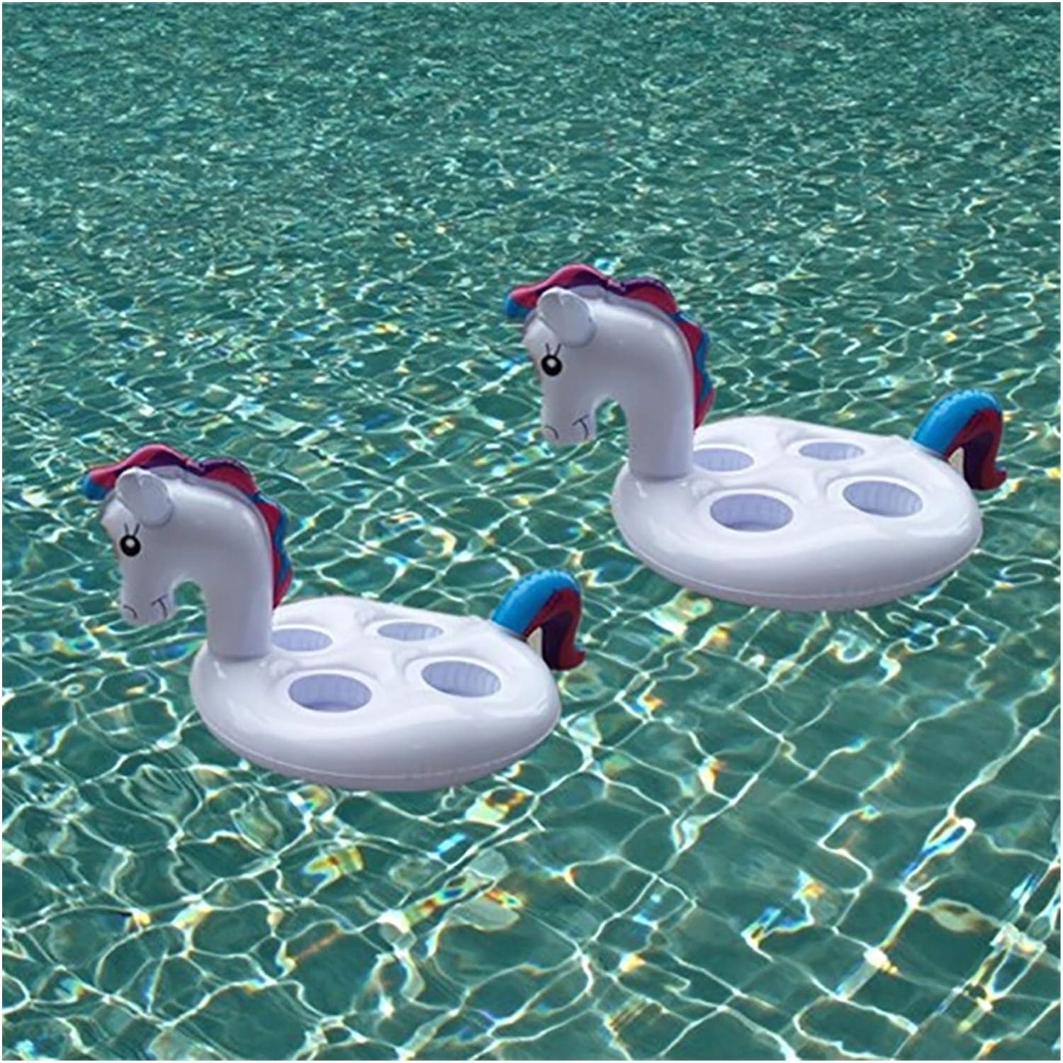 PODSTAWKA DMUCHANA POD KUBEK UCHWYT TACA NAPOJE DRINKI JEDNOROŻEC 4 OTWORY Długość 44 cm