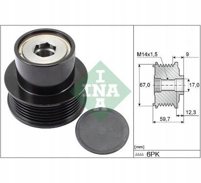 INA SPRZEGLO ALTERNATORA PEUGEOT 108 TOYOTA AYGO Producent części Schaeffler INA