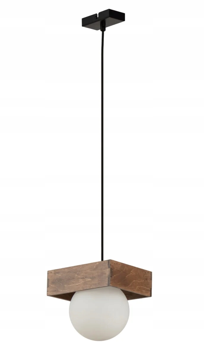 Závesná škandinávska boho lampa čierna, hnedá, sklenená, biela guľa Sigma