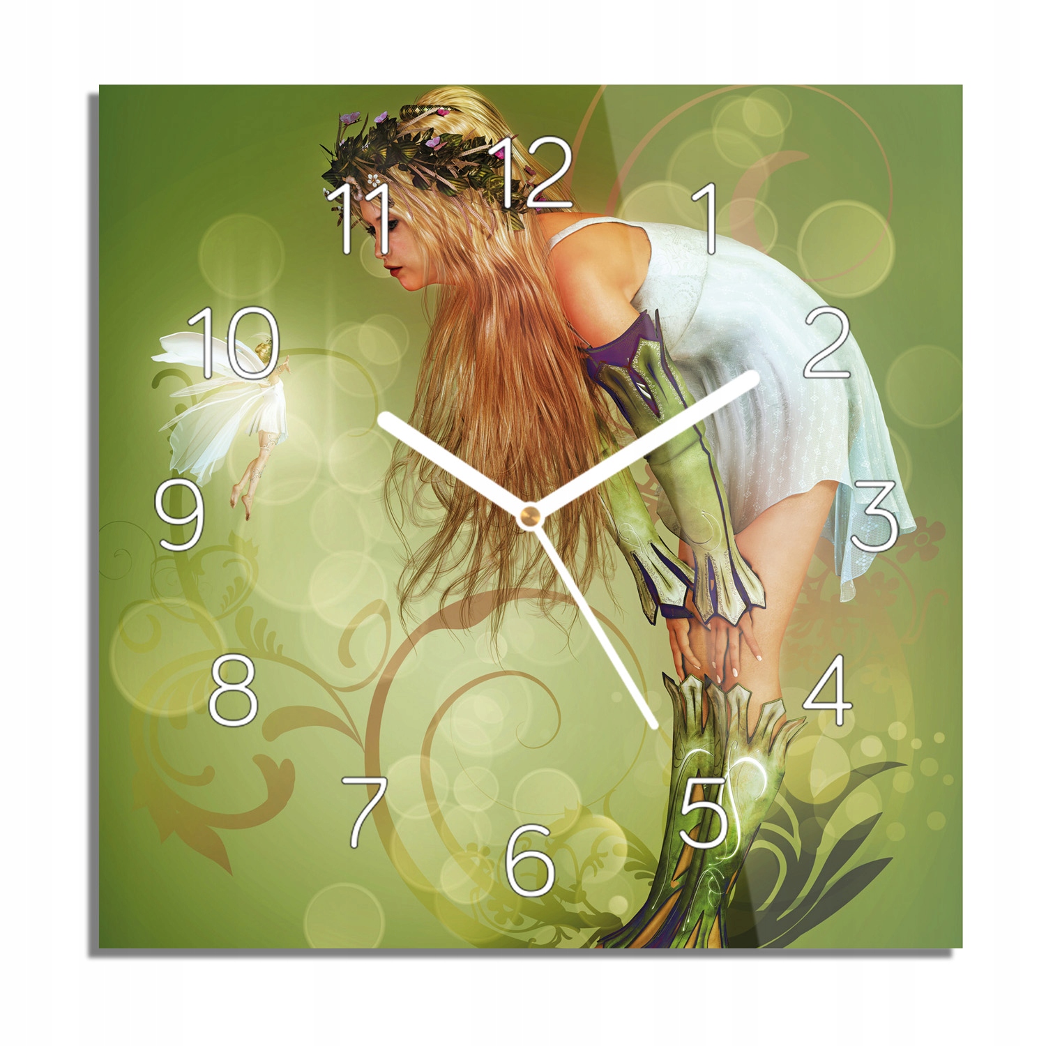

Wróżka elf kwiaty zegar szklany do sypialni 30x30