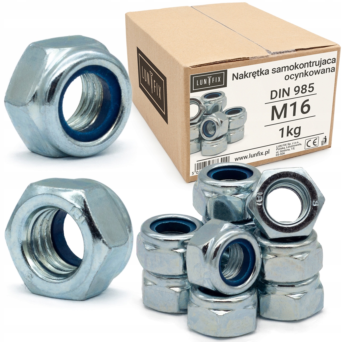 

Nakrętka samokontrująca M16 ocyn Din 985 1kg 32szt