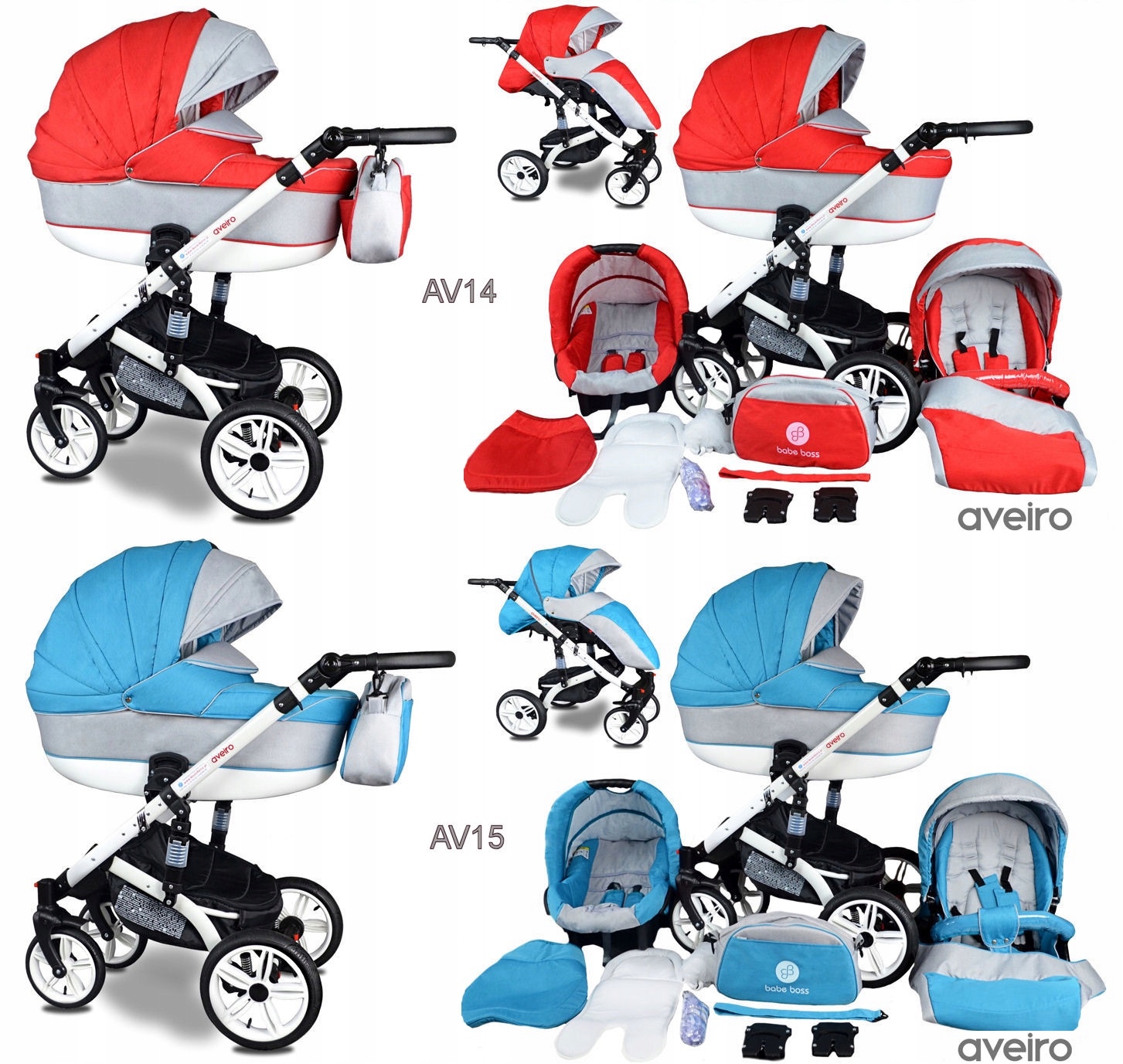 WÓZEK DZIECIĘCY 3W1 WIELOFUNKCYJNY WÓZKI DZIECIĘCE AVEIRO + DODATKI Waga wózka 12 kg