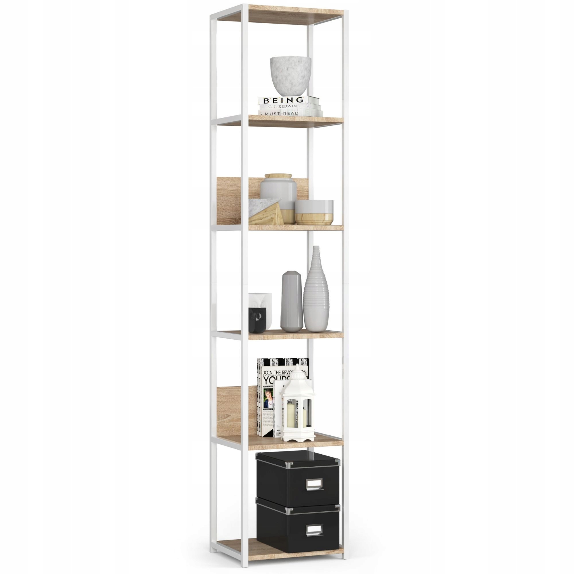 Regał Metalowy Loft 400 Biały/dąb Sonoma, Akord Furniture Factory, Regmetbi