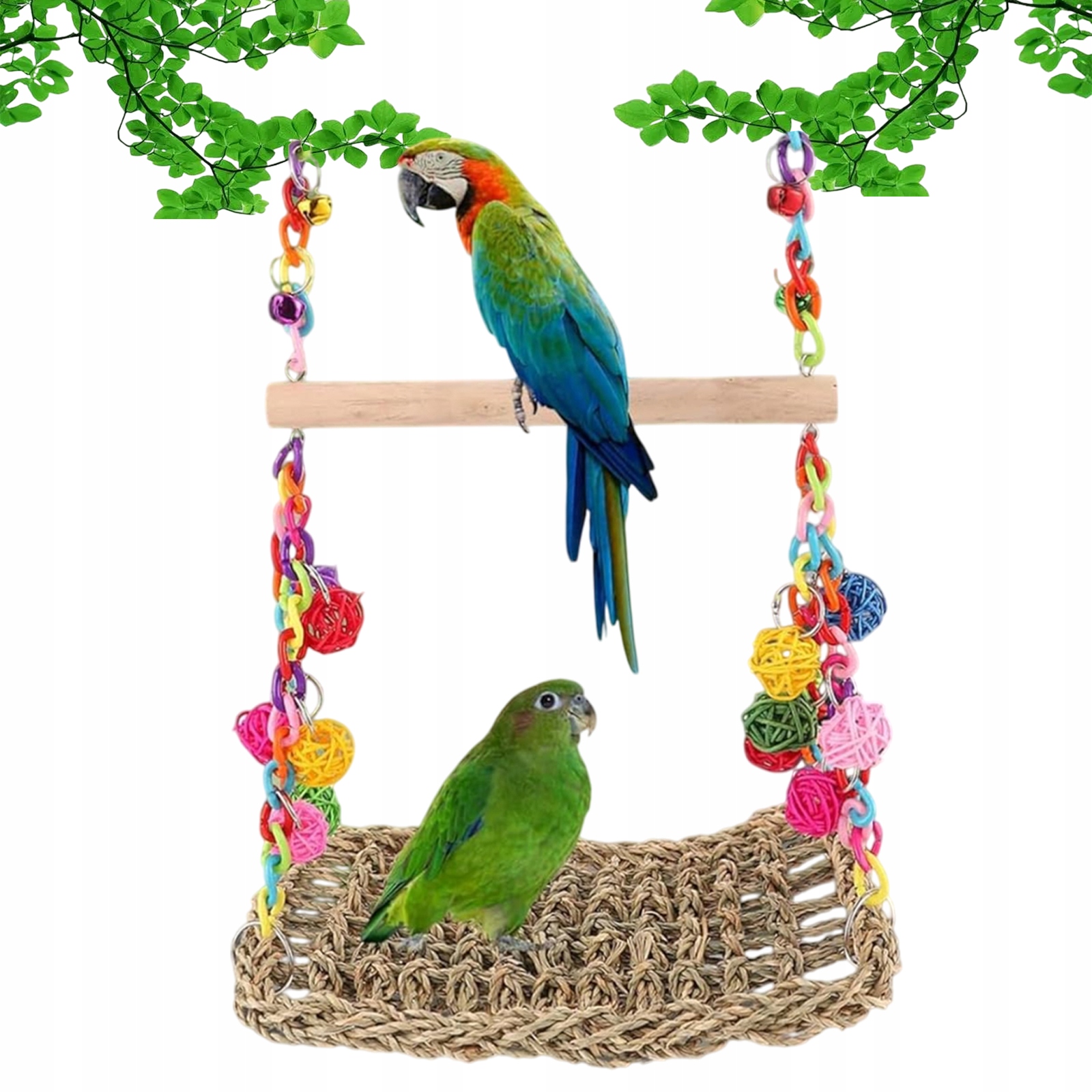 Levně Dřevěná Houpačka Pro Papoušky Seagrass Trénink Žvýkání Malé Střední Ptáci