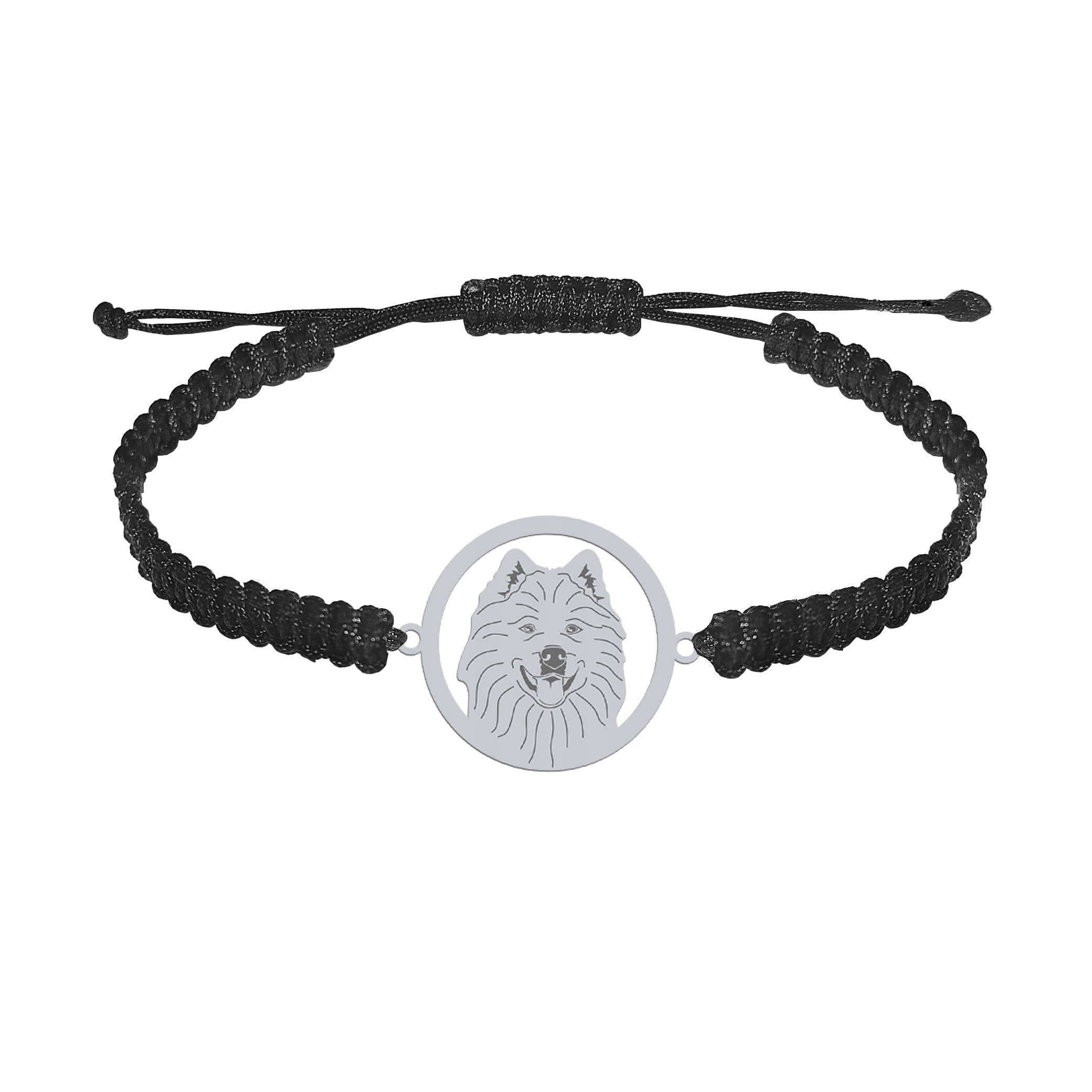 Stříbrný náramek s šperky Samoyed 925 Makramé Dárek Gravírování Bonus