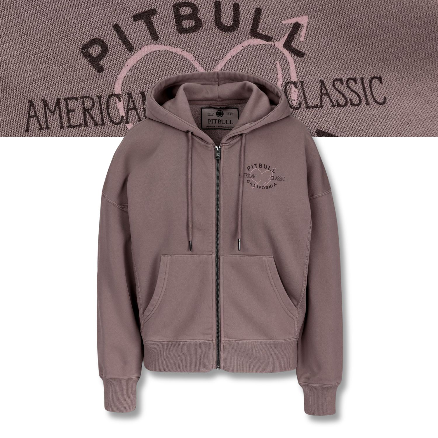 Dámská Rozepínací mikina Pitbull s kapucí s praním a motivem Manzanita Heart