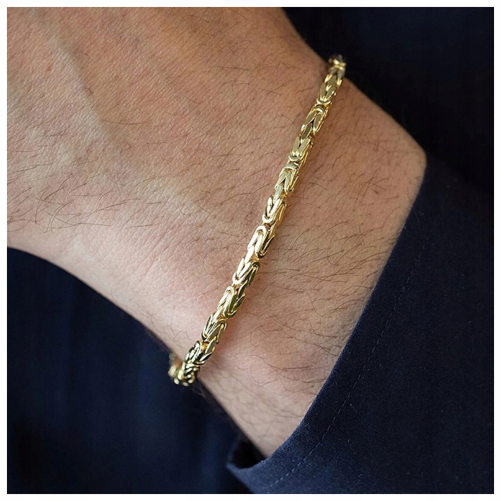 Zlatý Pánský Náramek Královská Vazba 925/585 Stříbro Šperky Pro Něj