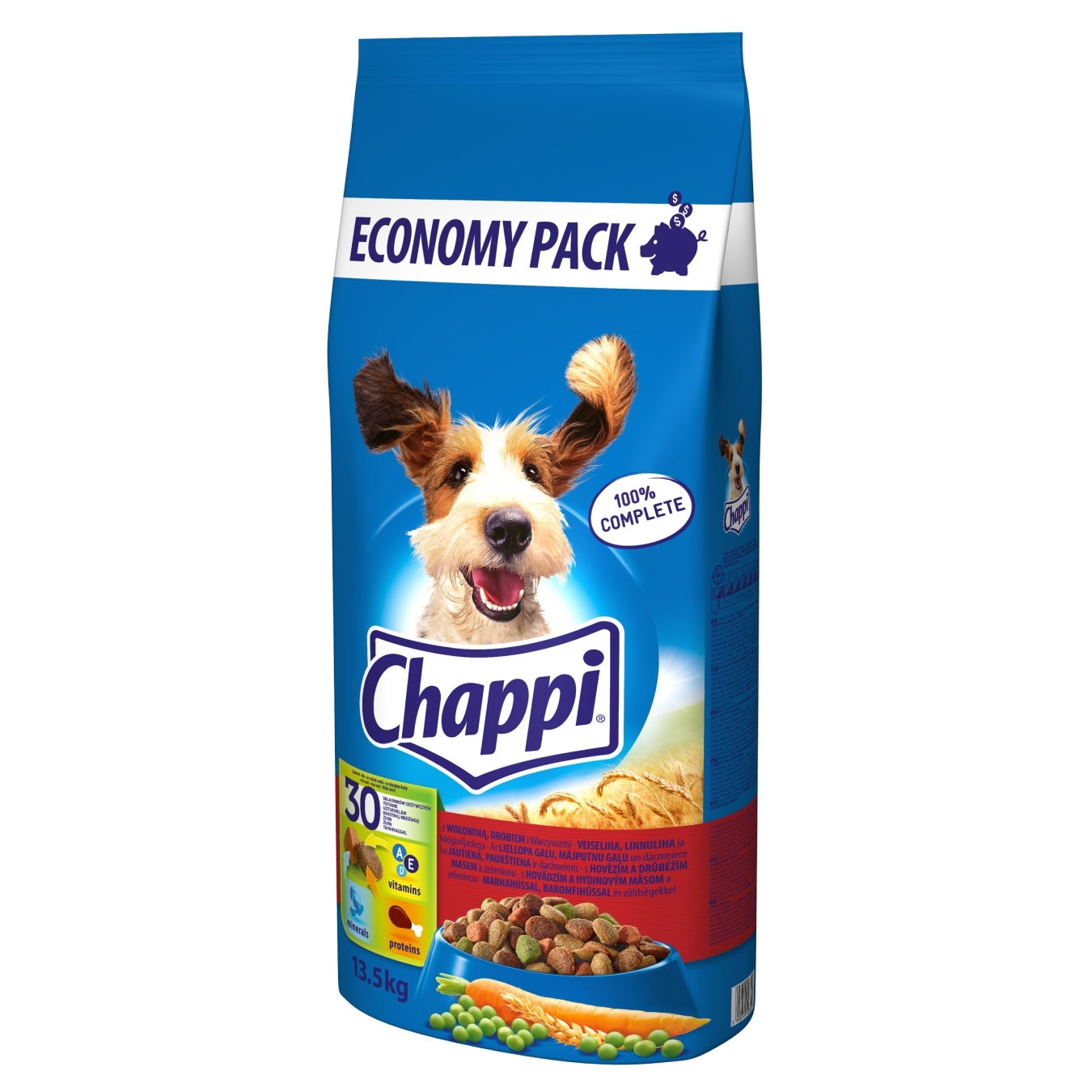 Chappi 13,5KG Sucha Karma Dla Dorosłych Psów Z Wołowiną Drobiem I Warzywami