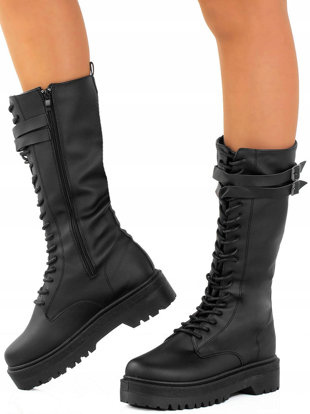 BOTKI GLANY CZARNE WYSOKIE KOZAKI PLATFORMA 38 Marka inna