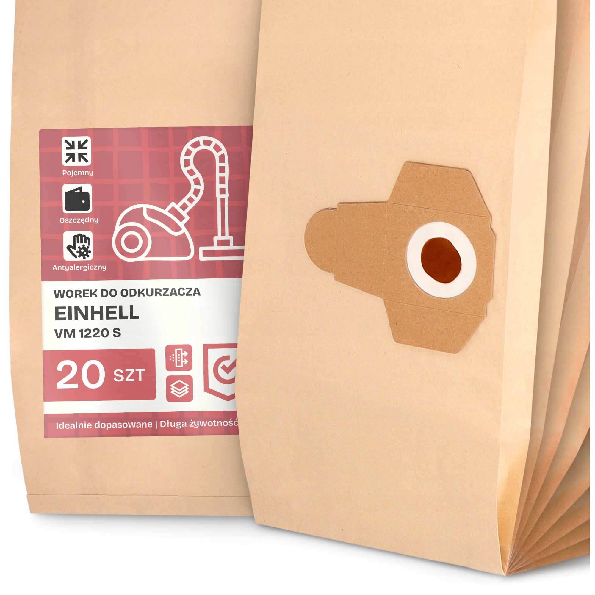 20 x Sáček Do Vysavače Einhell VM 1220 S Papírový Velký Silný Sáčky 2A