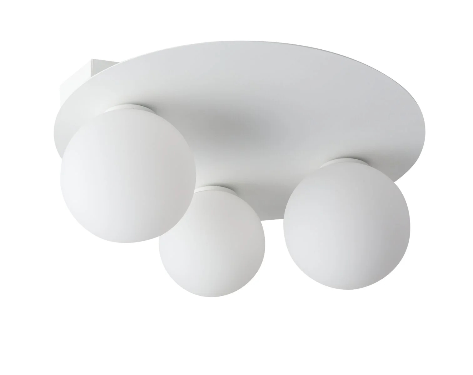 Stropná lampa biela okrúhla trojitá, sklenené biele gule do spálne Sigma