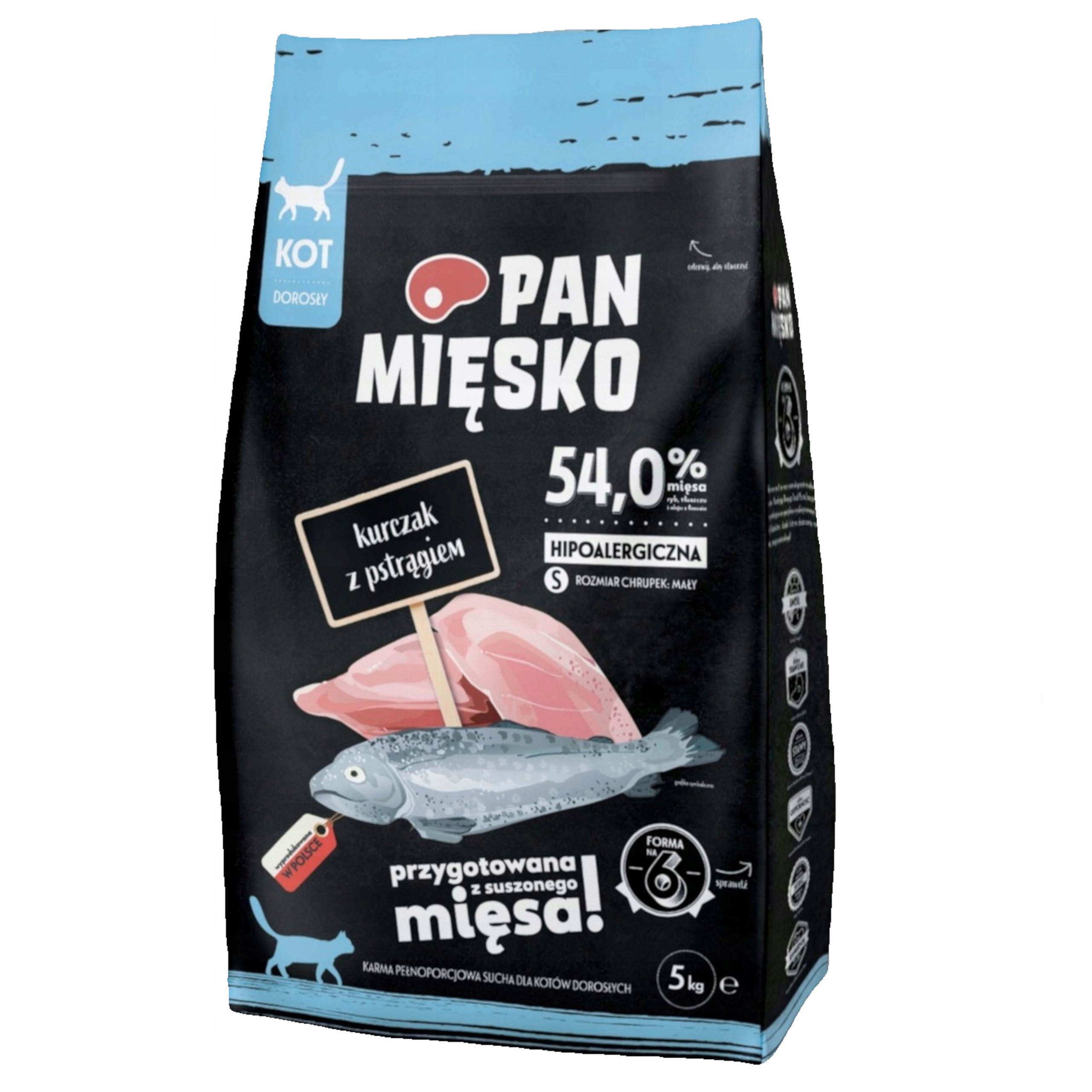 Sucha karma dla kota Pan Mięsko kurczak z pstrągiem hipoalergiczna 5kg S