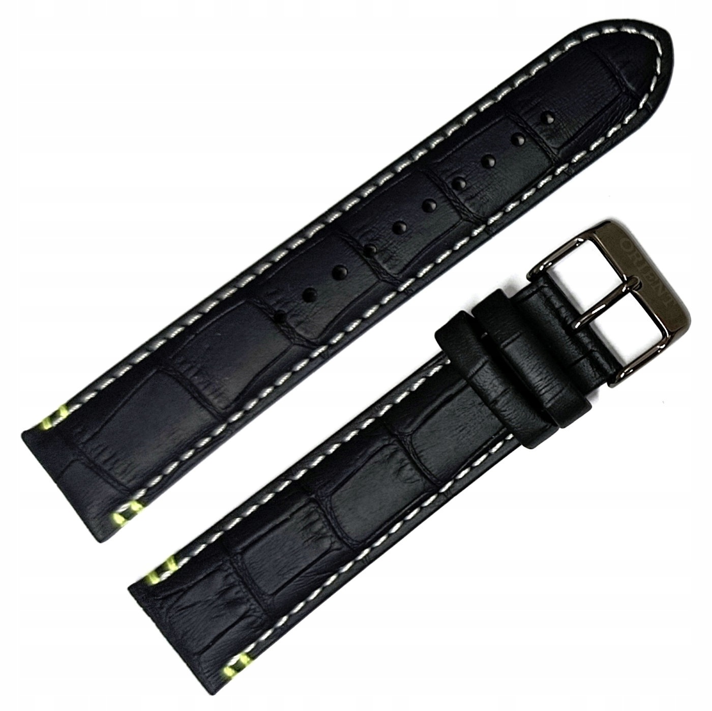 Originální Kožený Černý Matný Řemínek Na Hodinky Orient 22 mm Krokodýl