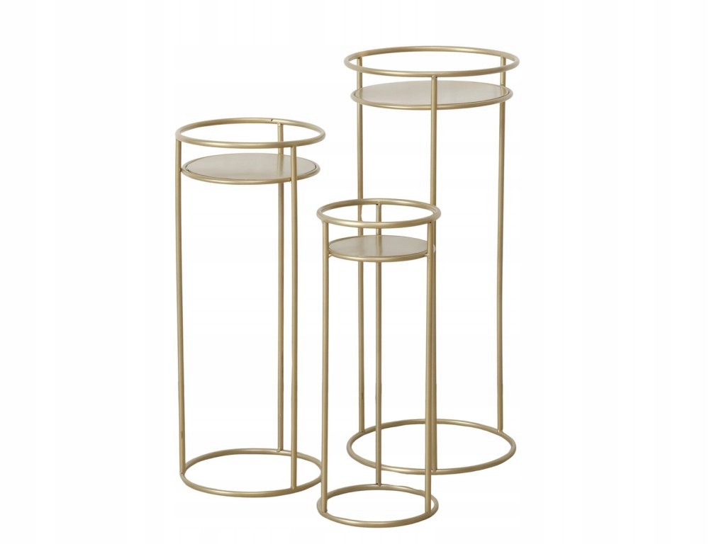 Sada stojanov na kvetináče Ricky, zlaté, 3 kusy, šírka 50-70 cm
