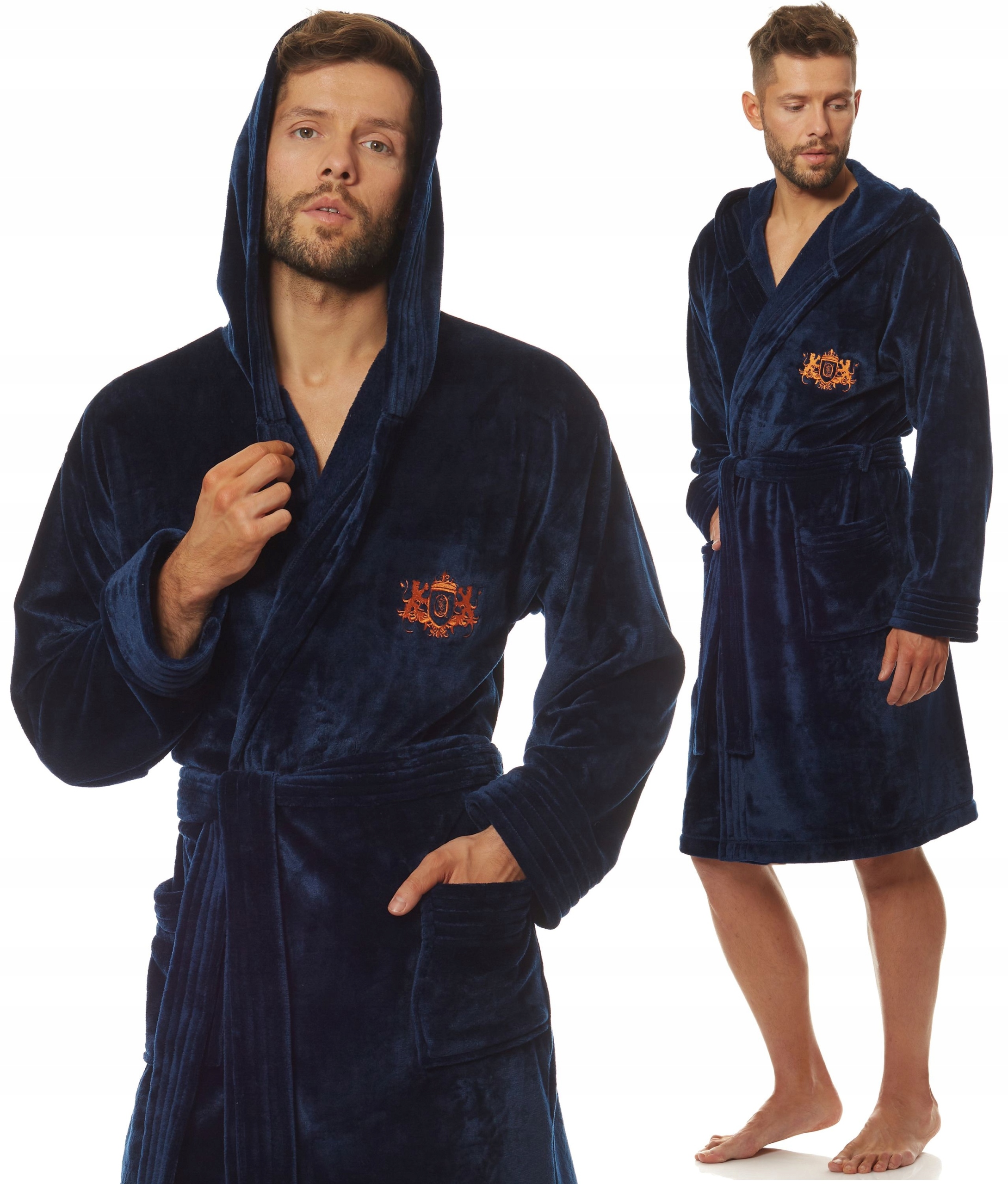 SPORTOWY WYJĄTKOWY MIŁY SZLAFROK MĘSKI Z KAPTUREM XL