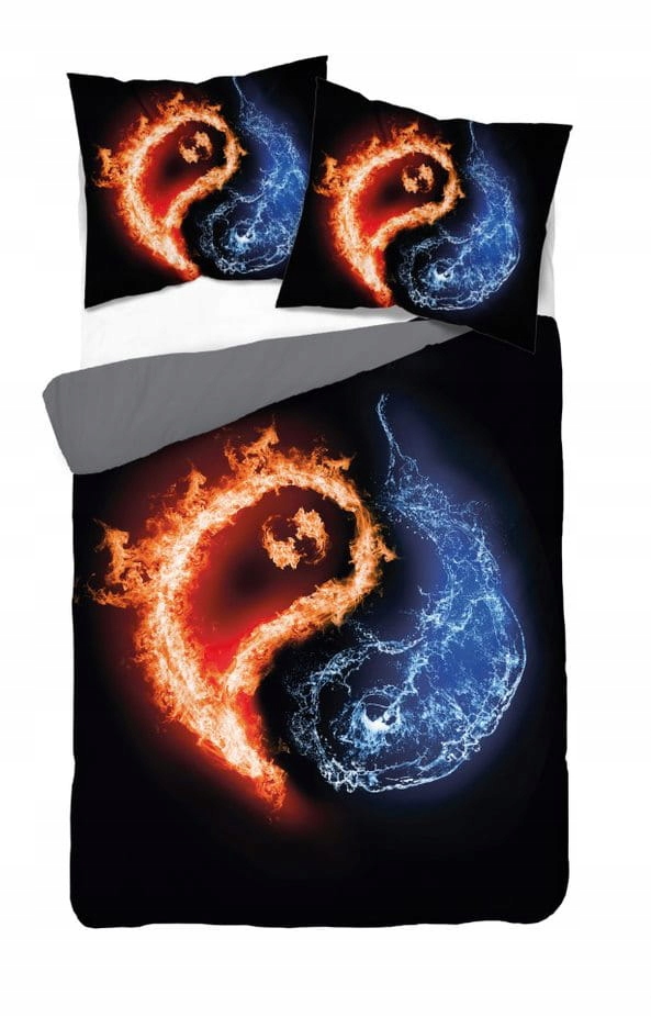 

Pościel 3D 160x200 Satynowa Mikrofibra Ogień Woda