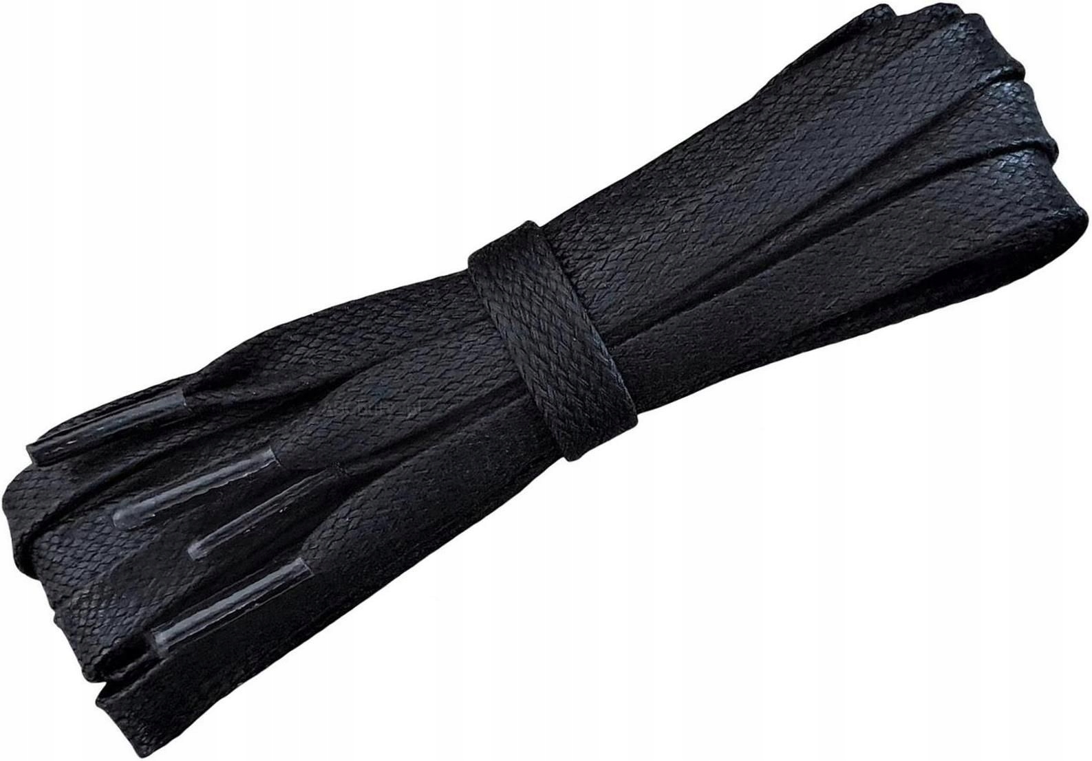 CZARNE SZNUROWADŁA 8 MM WOSKOWANE PŁASKIE 140 CM