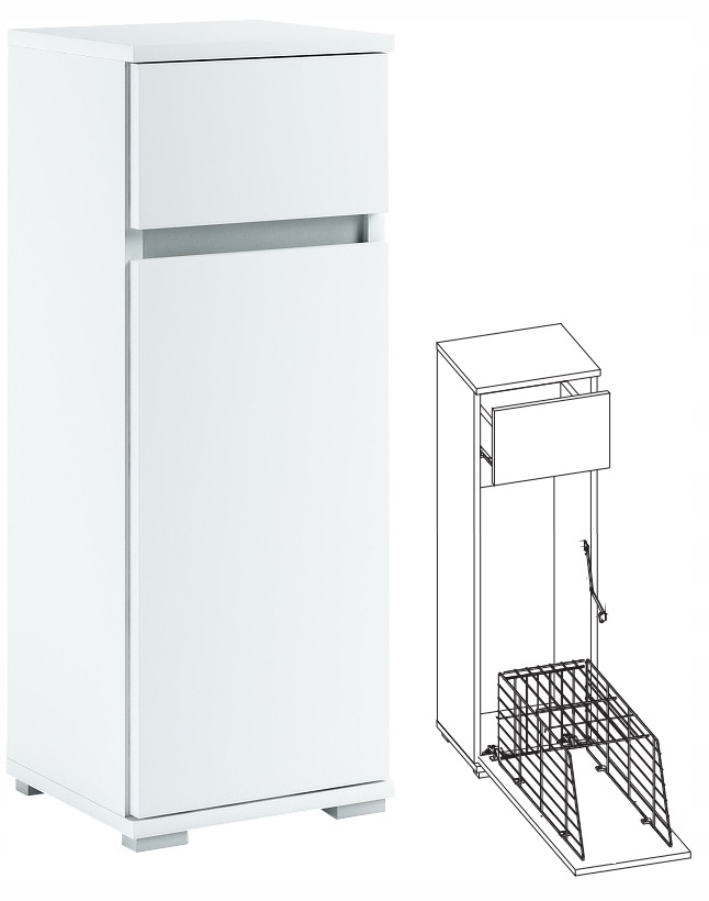 096-011 Szafka Łazienkowa 32/100 + KOSZ - BIAŁY