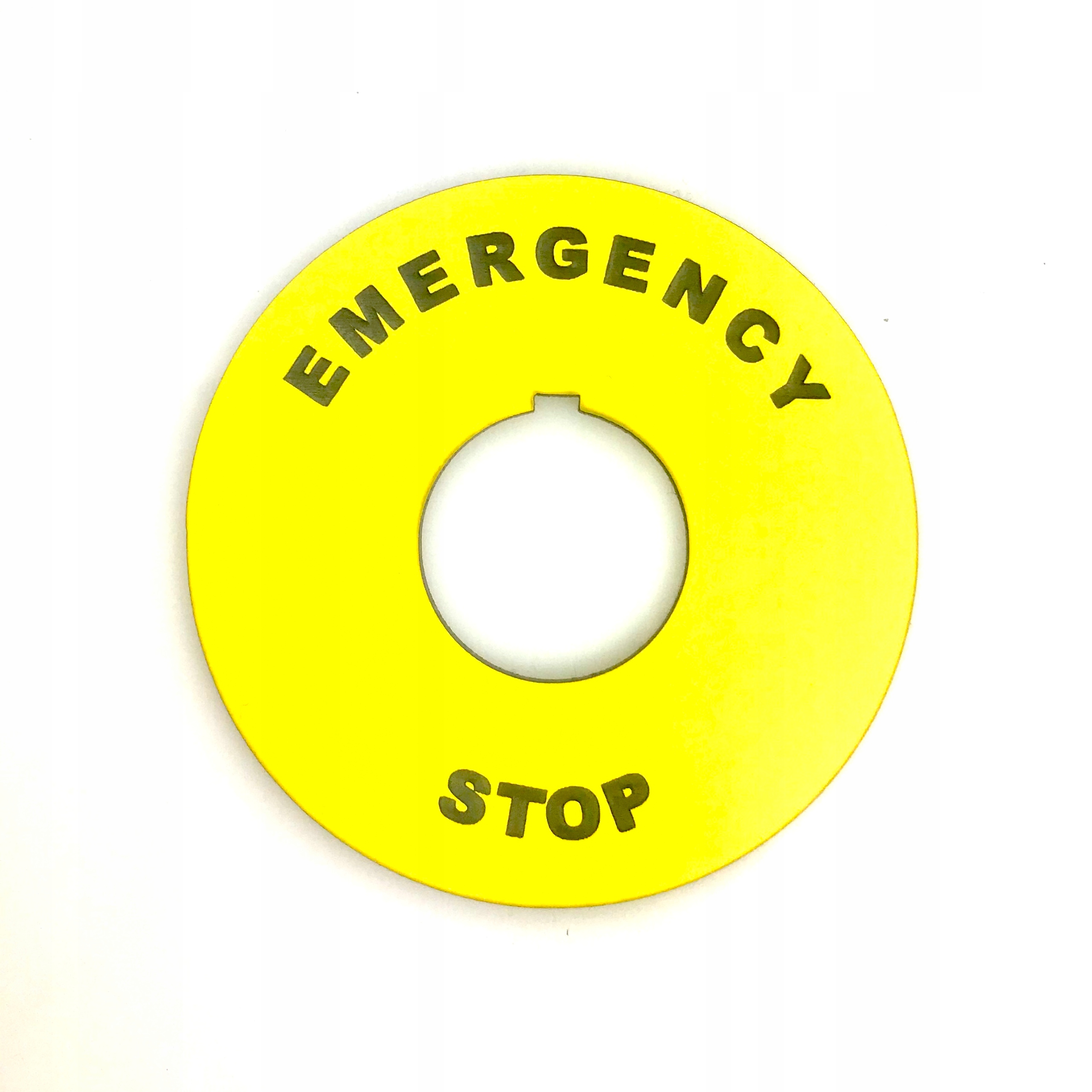 

Tabliczka żółta Emergency Stop 60mm Grawer