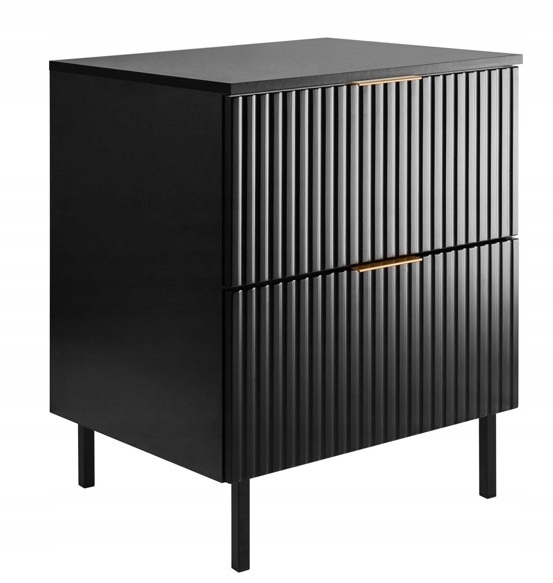 koupelnová skříňka pod umyvadlo 60 Černá Módní Ryfle Deska Nohy