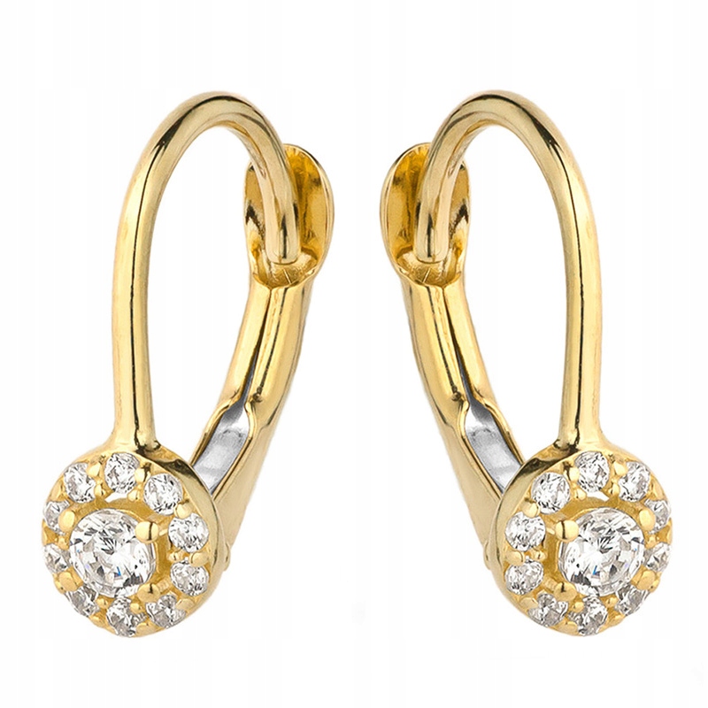 Zlaté Náušnice Anglické 585 Kvítky ze zirkonu