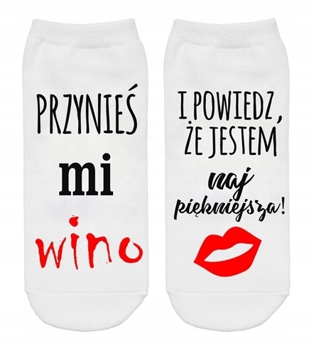

Śmieszne skarpetki Przynieś MI Wino 18 30