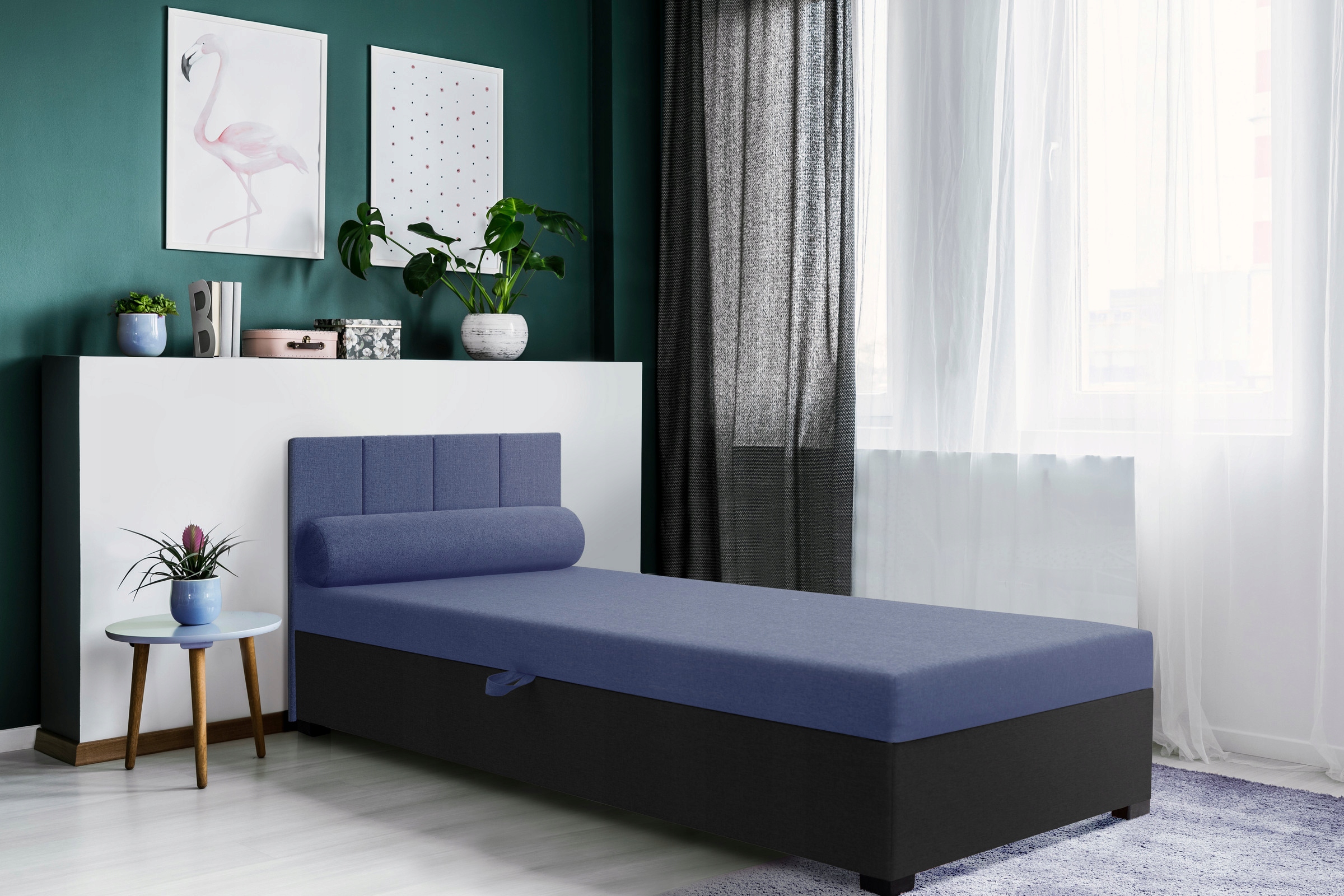 Tapczan jednoosobowy hotelowy Ida 80 cm +poduszka Typ łóżka materac w komplecie z zagłówkiem pojemnik na pościel otwierany do góry