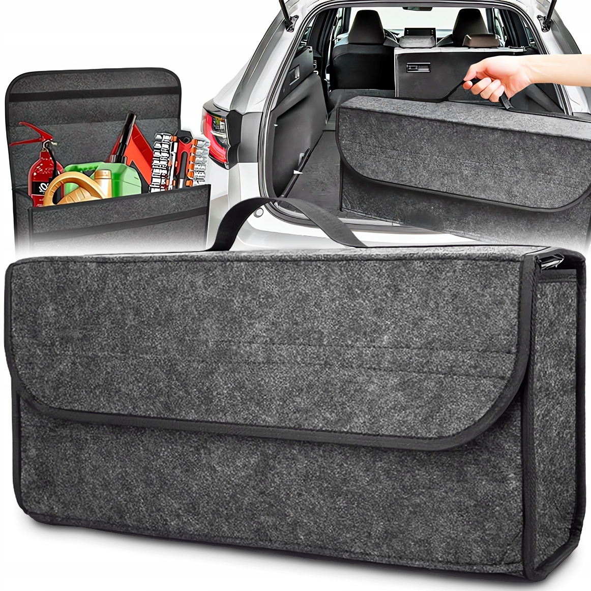 Organizer Do Bagażnika Auta Etui Torba Zamykana Na Rzep Kufer Z Filcu XXL