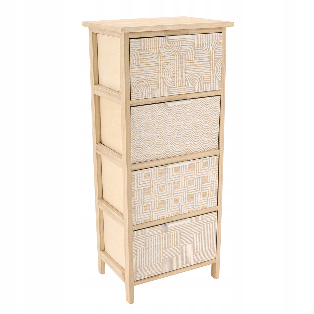 Koupelnový regál Zaro2 se 4 zásuvkami, velký, paulovací dřevo, prostorný, módní