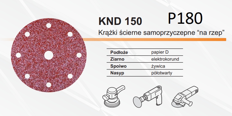 

Krążek Ścierny Na Rzep 150mm 9 otw. (50szt) p180