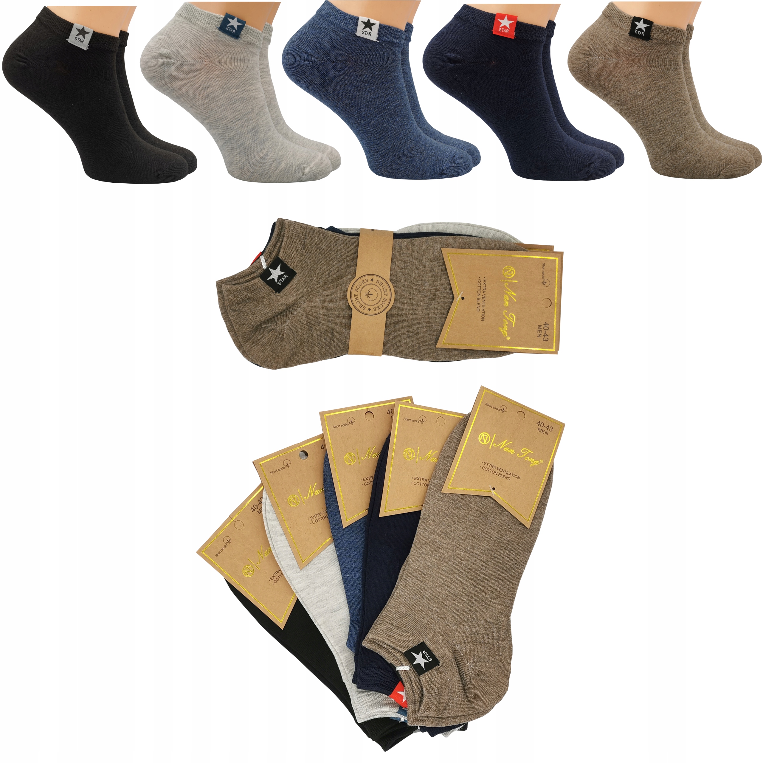 

5x Skarpety Krótkie Stopki Męskie bawełna 4M 40-43